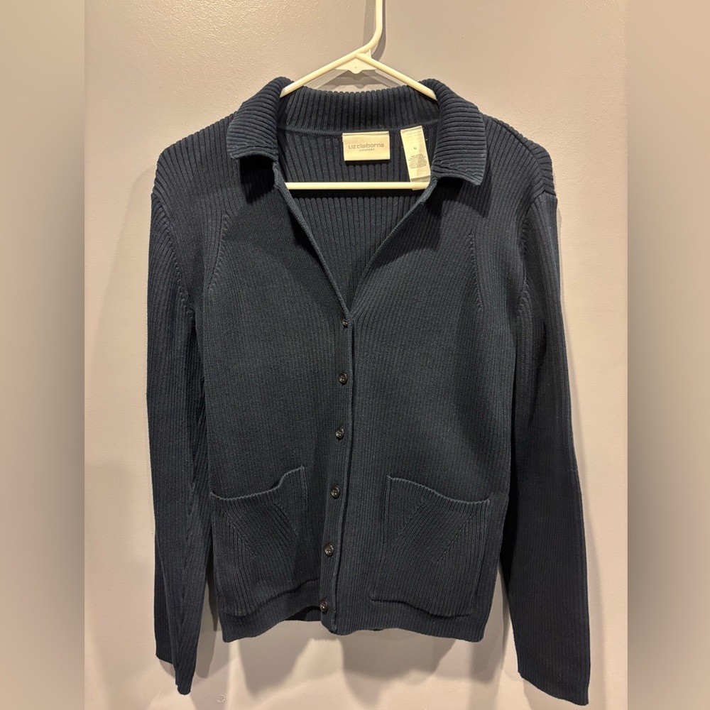 Liz Claiborne Navy Blue Cardigan Sweater